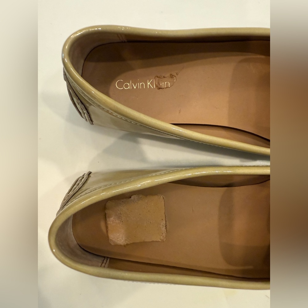 Calvin Klein Women's Beige Patent Loafers - Picture 7 of 9